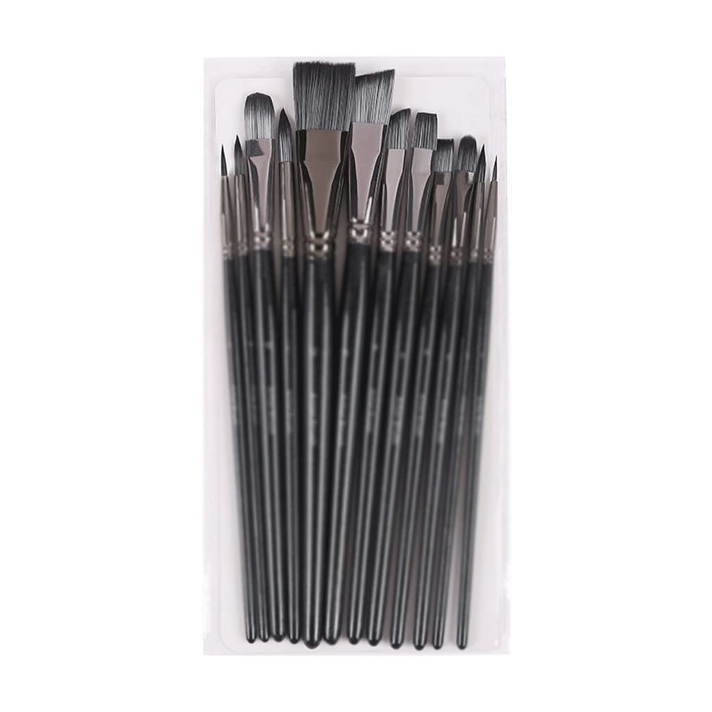 12-Piece Professional Nylon Brush Set for Acrylic, Watercolor & Oil Painting - Short Stem, Fan Hook Line Brushes (Color A, One Size) - Perfect for Artists, Beginners & DIY Craft Projects