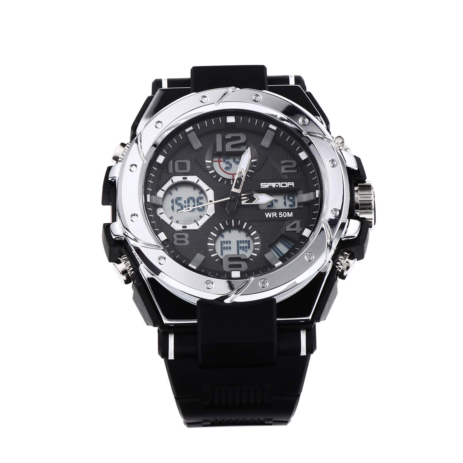 UKCOCO Men's Digital Sports Watch - Waterproof Luminous Outdoor Watch with Stainless Steel Band for Boys & Teens | Perfect for Running, Hiking, and Everyday Wear