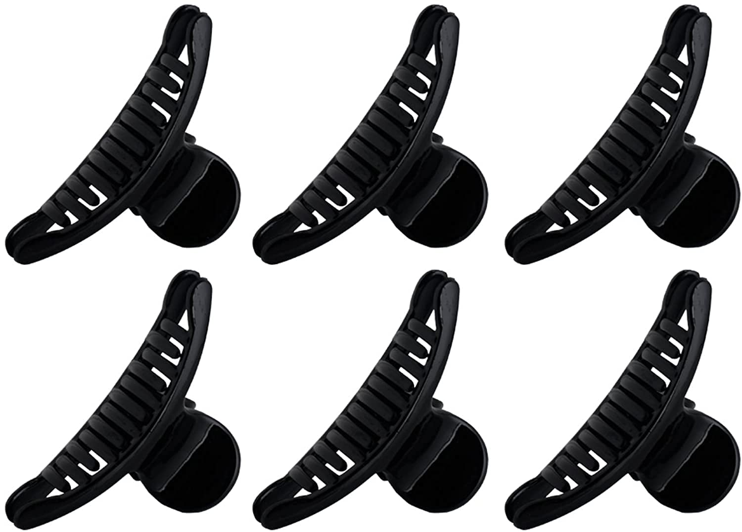 BIRDWARE Medium Size Multi-Color Acrylic Butterfly Hair Clips for Women - Pack of 6 | Hair Accessories for Party, Wedding, and Everyday Use (Black)