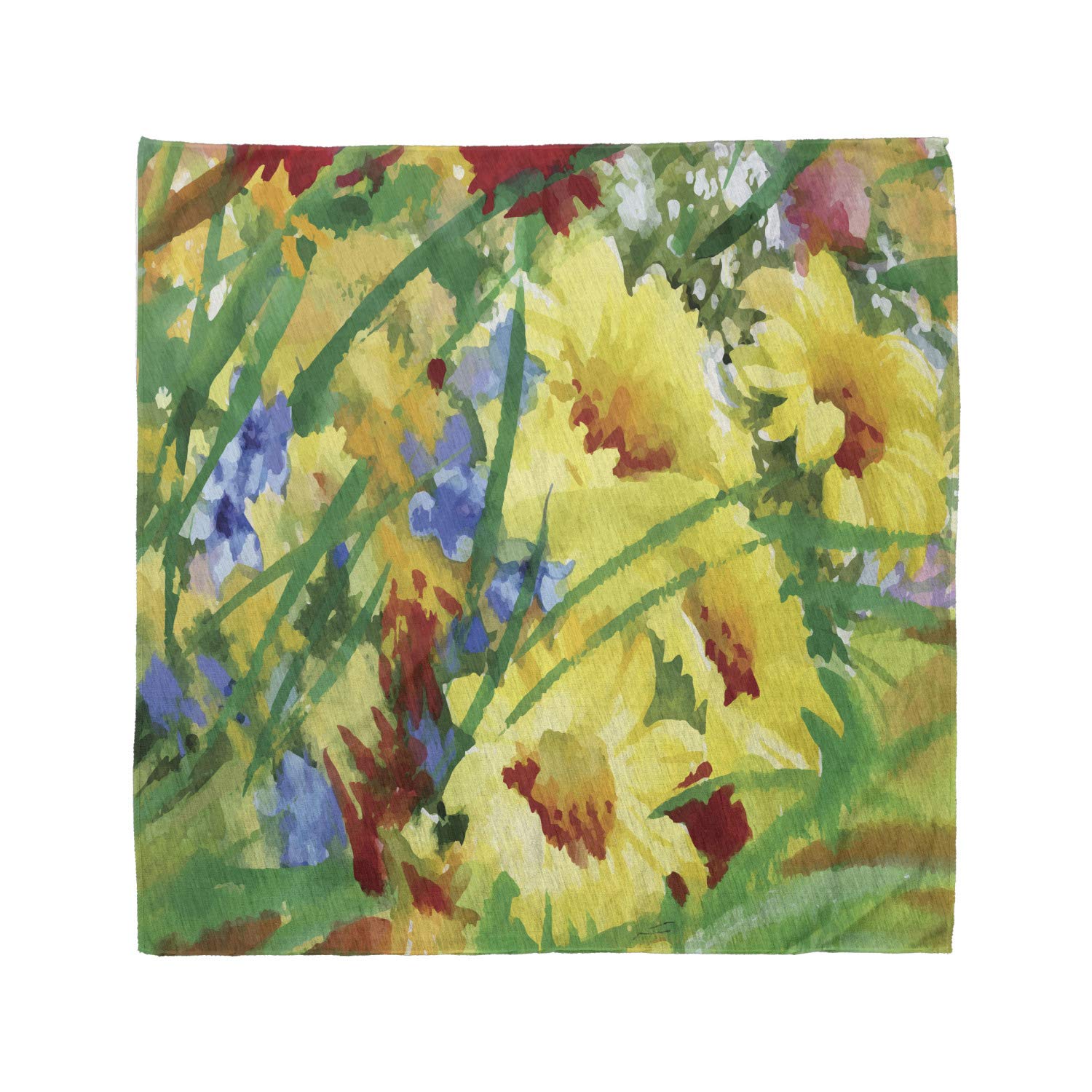 Ambesonne Watercolor Flower Field Bandana - Unisex Head & Neck Scarf for Men & Women - Perfect for Outdoor Activities, Music Festivals & Fashion Accessories