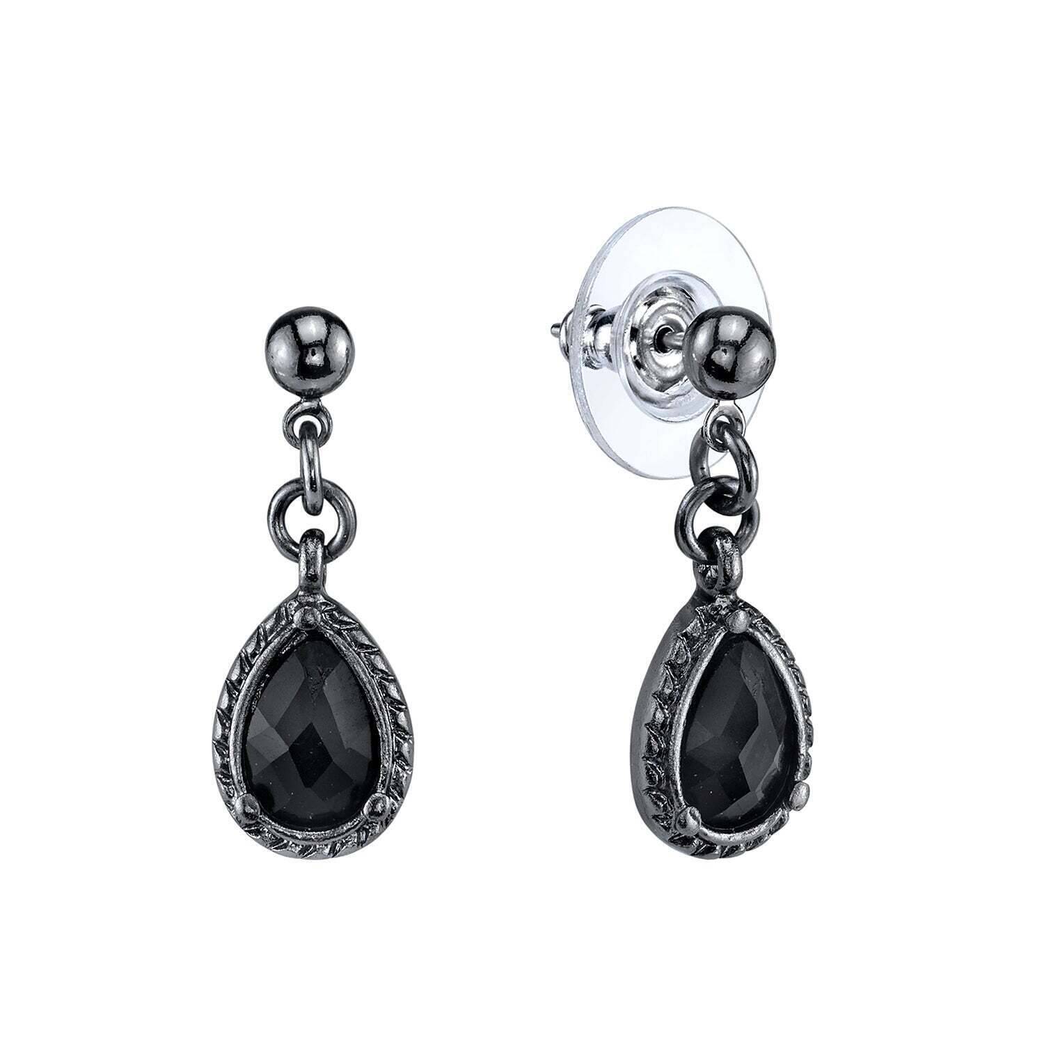 1928 Victorian Style Black Teardrop Earrings for Women - Elegant Dainty Jewelry for Parties, Weddings & Evening Events