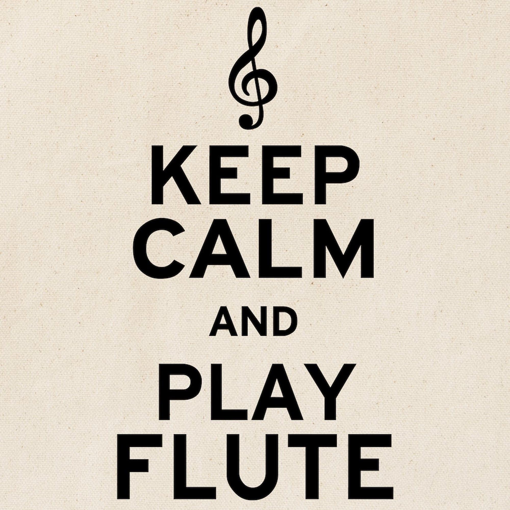 Keep Calm And Play Flute Tote Bag - Natural Canvas Reusable Shopping Bag for Musicians, Groceries & Beach Essentials | Eco-Friendly Cotton Tote for Flute Players, Students & Music Lovers