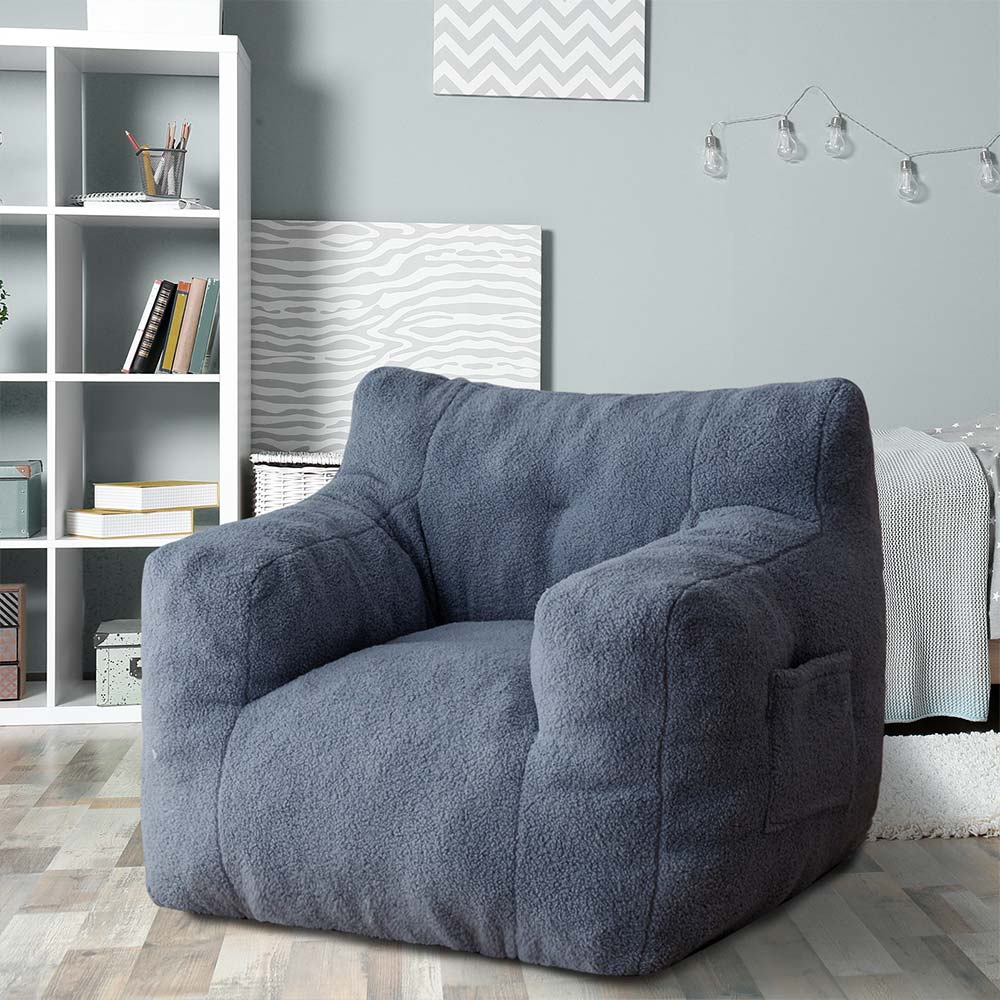 MAXYOYO Sherpa Bean Bag Chair - Boucle Tufted Bean Bag Sofa for Living Room, Bedroom & Game Room - Soft Lounge Chair for Adults & Kids in Dusty Blue - Perfect for Relaxing, Reading & Movie Nights