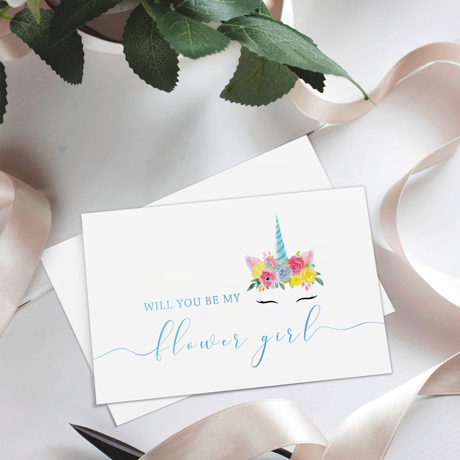 Will You Be My Flower Girl Card - Unicorn Themed Wedding Proposal Card for Flower Girls - Perfect for Bridal Shower, Wedding Day & Special Occasions