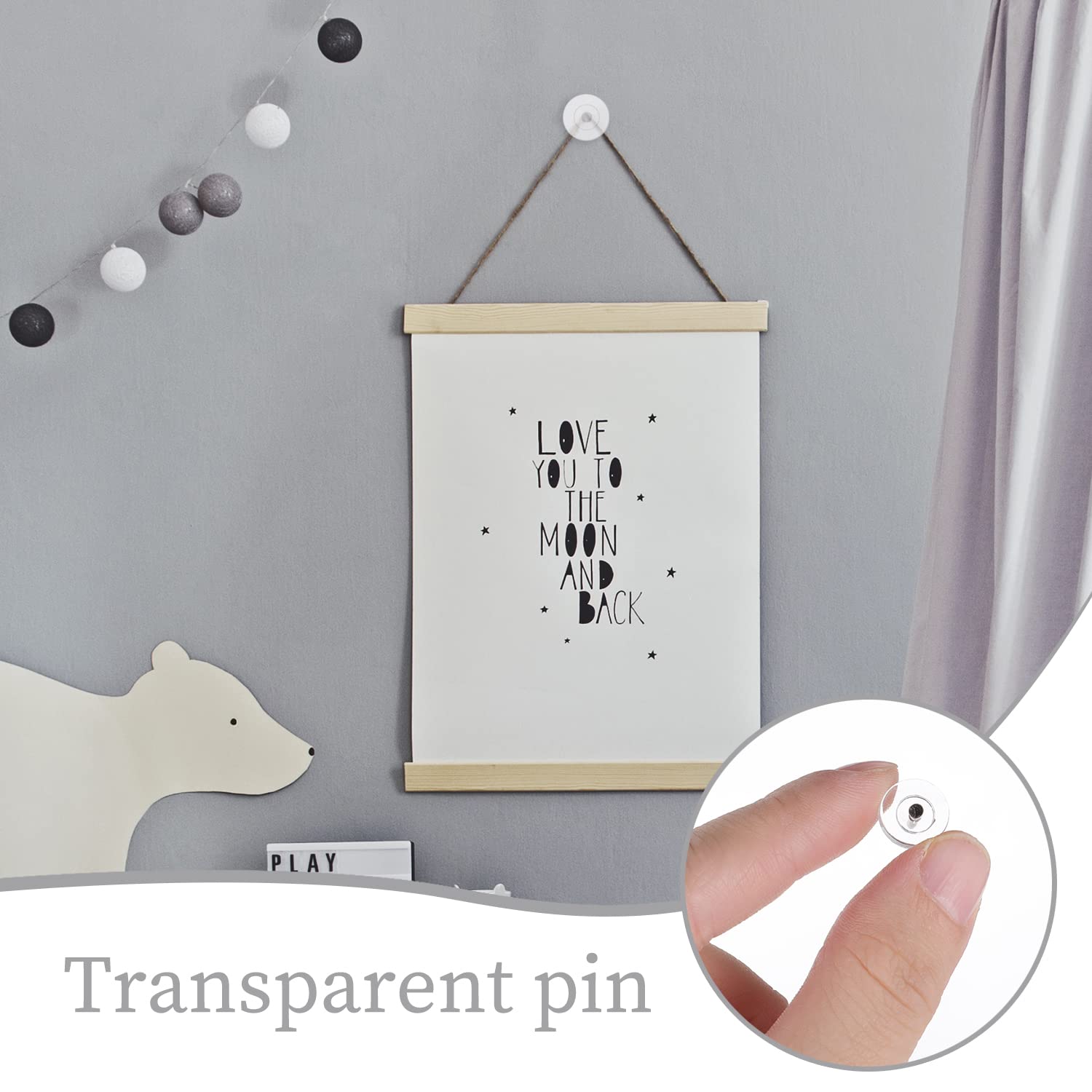 150 Count Clear Plastic Push Pins with Steel Point - Strong Thumb Tacks for Cork Boards, Bulletin Boards & Wall Hanging - Perfect for Offices, Schools, Home Decor & DIY Projects