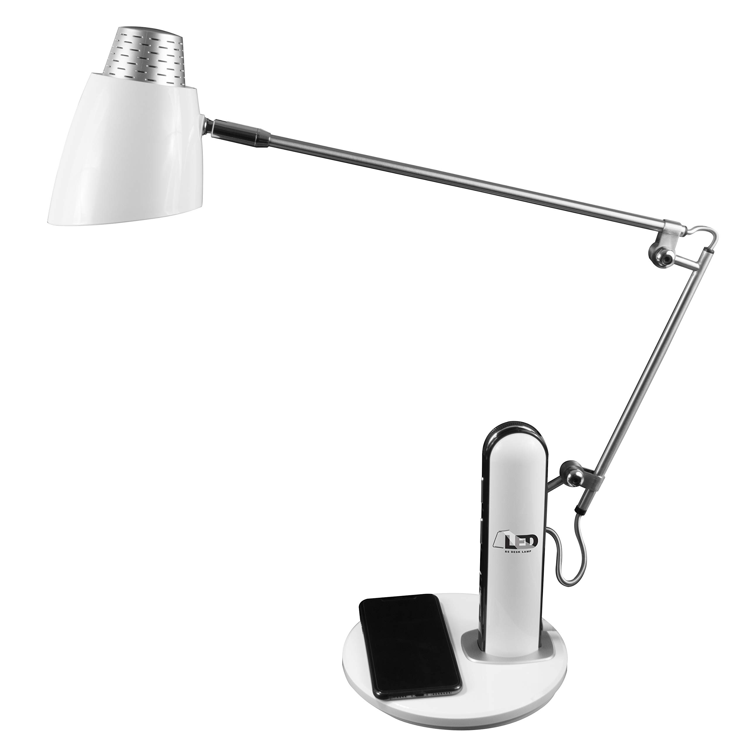 Royal Sovereign LED Desk Lamp with Qi Wireless Charging - Adjustable Brightness & Color Temperature, Eye-Caring Study Light for Office, Home, Dorm (RDL-210Qi) - Perfect for Reading, Working & Nightstand Use