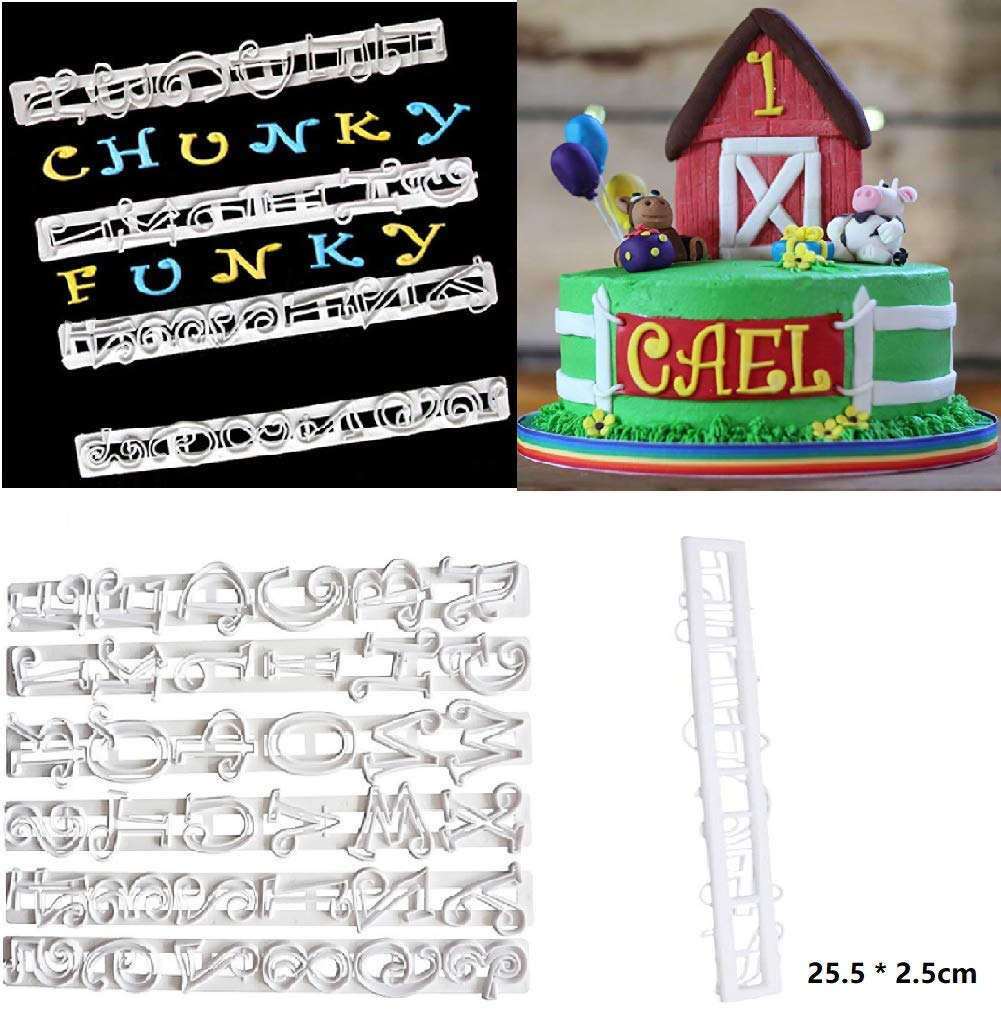 Alphabet & Number Cookie Stamp Set - 6PC Baking Stamps for Cookies, Cake, Fondant, Paste - DIY Decorating Mold with Punctuation & Butterfly Designs - Perfect for Birthday Parties, Wedding Cakes & Holiday Baking