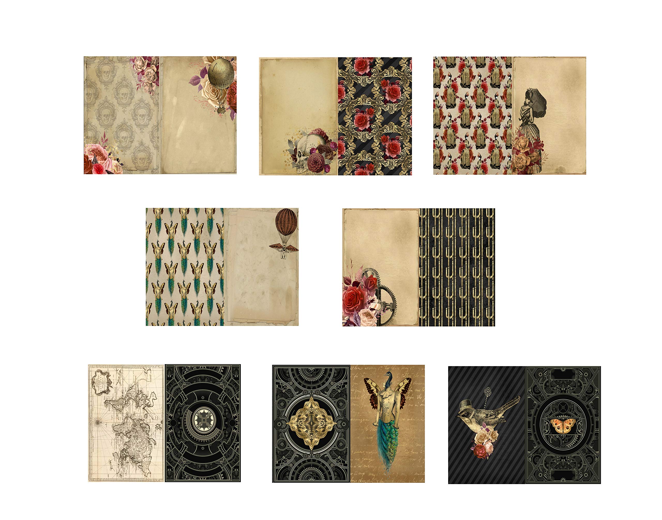 Steampunk Journal Pages #6 - 8 Printable Scrapbook & Notebook Pages for Junk Journaling, Diary, Smash Book - 8.5 x 11