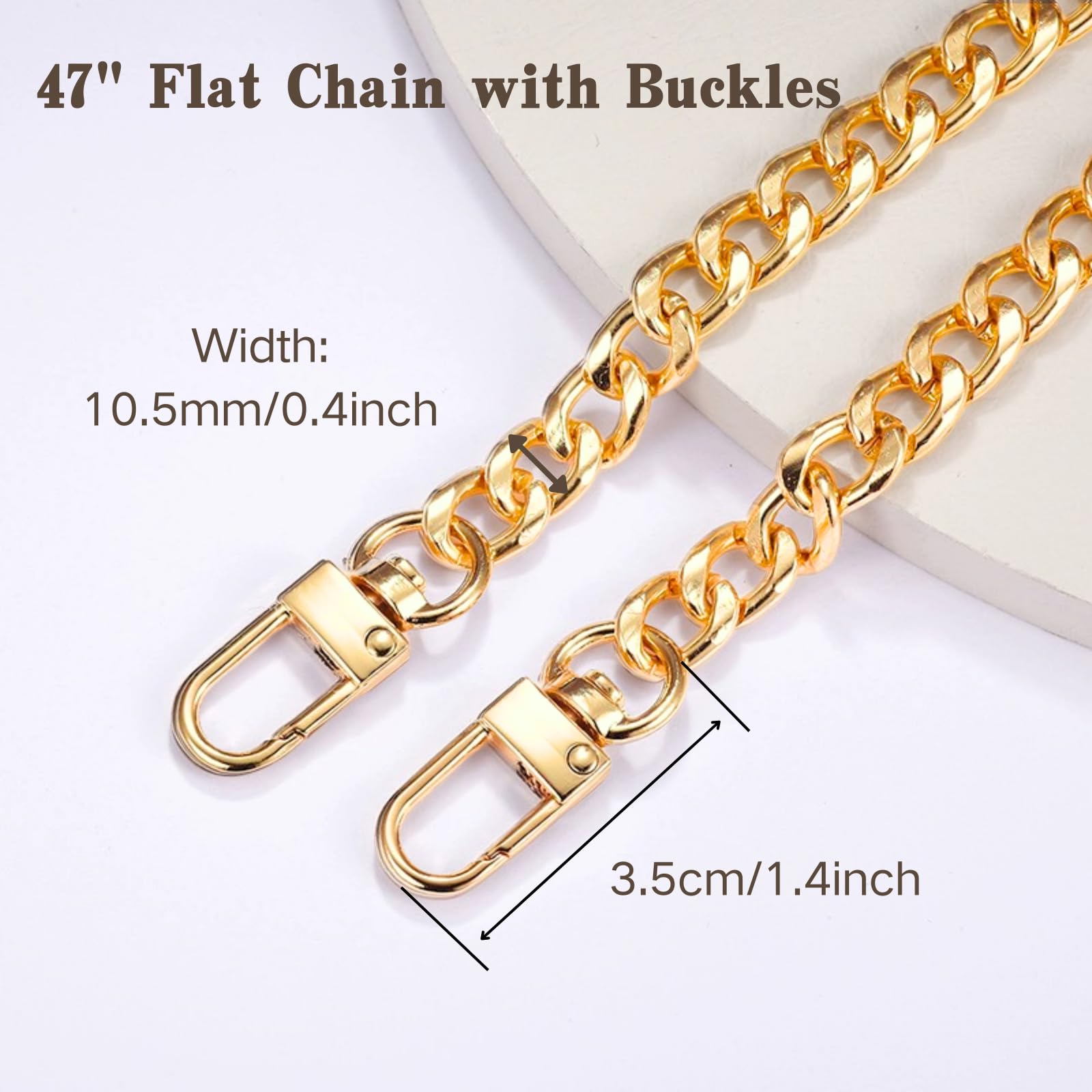 KASBEE Gold Purse Chain Strap - 47 Inch Adjustable Crossbody Shoulder Bag Strap for Women | Fashion Accessory for Handbags, Evening Bags & Clutches | Perfect for Parties, Weddings & Daily Use