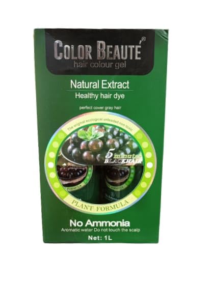 COLOR BEAUTE Natural Extract Healthy Hair Dye - Black Hair Color Lotion for Damaged Hair | Ammonia-Free, Vegan Formula for Men & Women | At-Home Hair Coloring Solution for Gray Coverage & Hair Repair