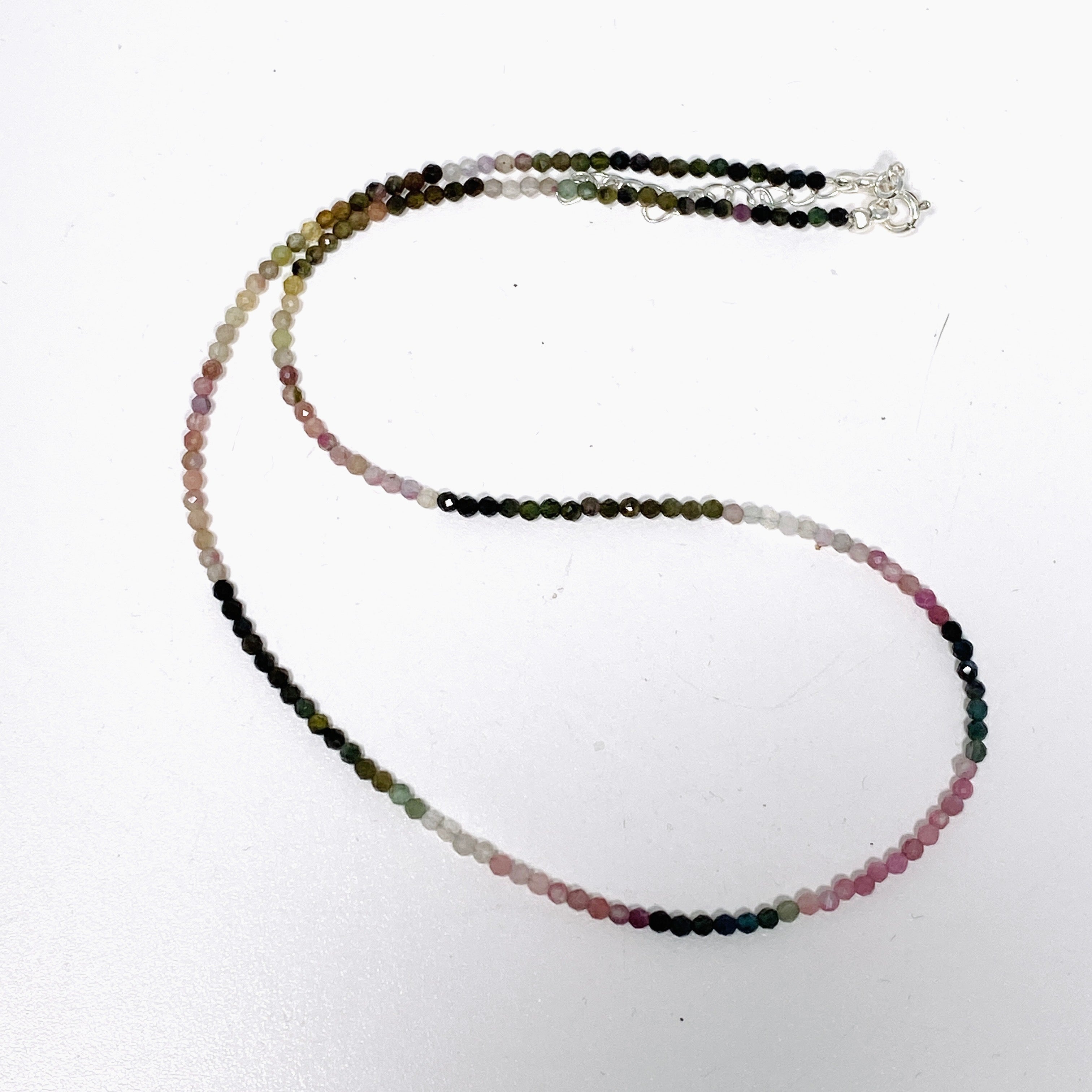 Micro Bead Necklace with Tourmaline Stones - Mixed Colors for Yoga, Meditation & Boho Fashion