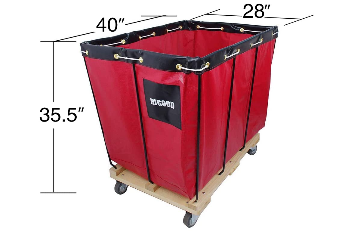 Red 16 Bushel Knock Down Basket Truck - 20.0 cu. ft Service Cart with 600 lb Capacity (40