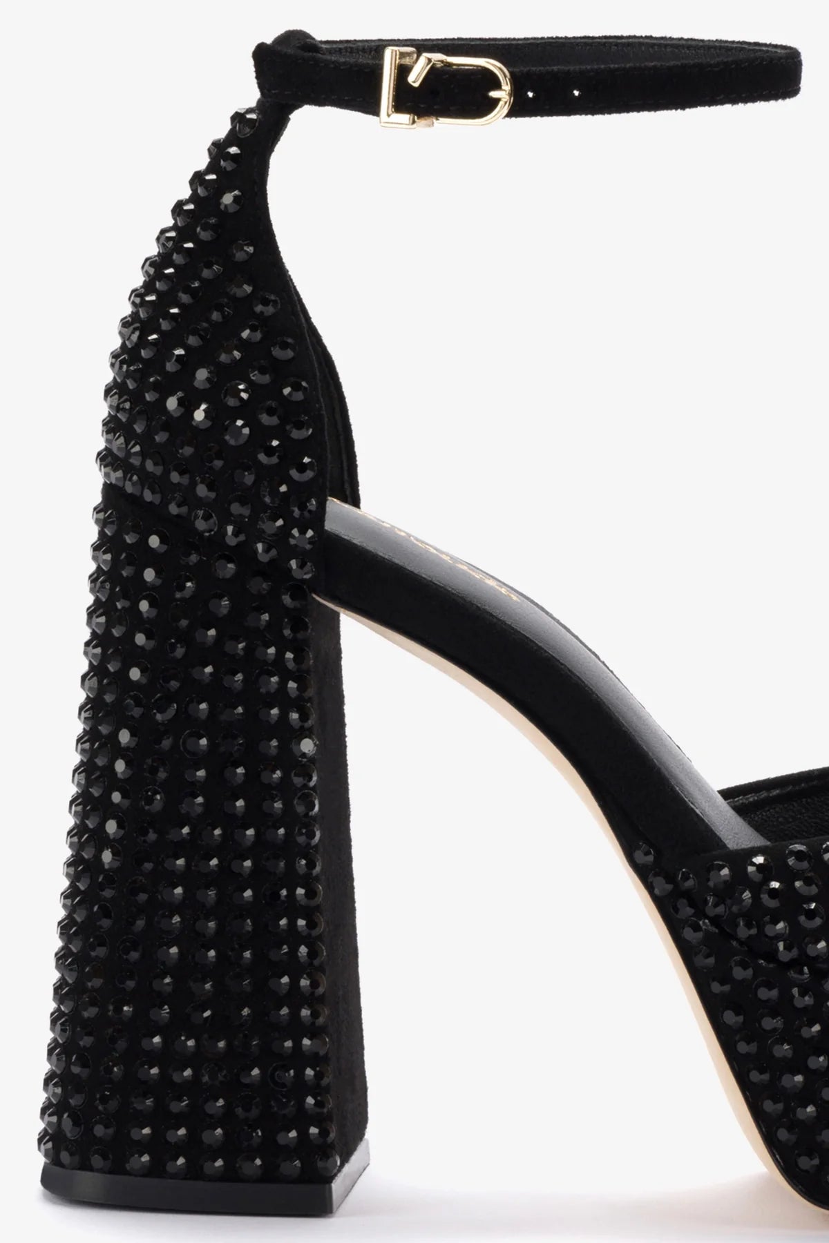 Ari Crystal Pump In Monochrome Black Suede - Elegant Women's High Heel Dress Shoes for Party, Wedding & Evening Events