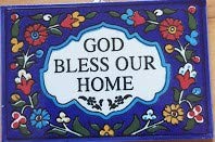Armenian Ceramic 'God Bless Our Home' Wall Decor - Handmade English Sign for Housewarming, Kitchen, Living Room & Home Blessing Gift