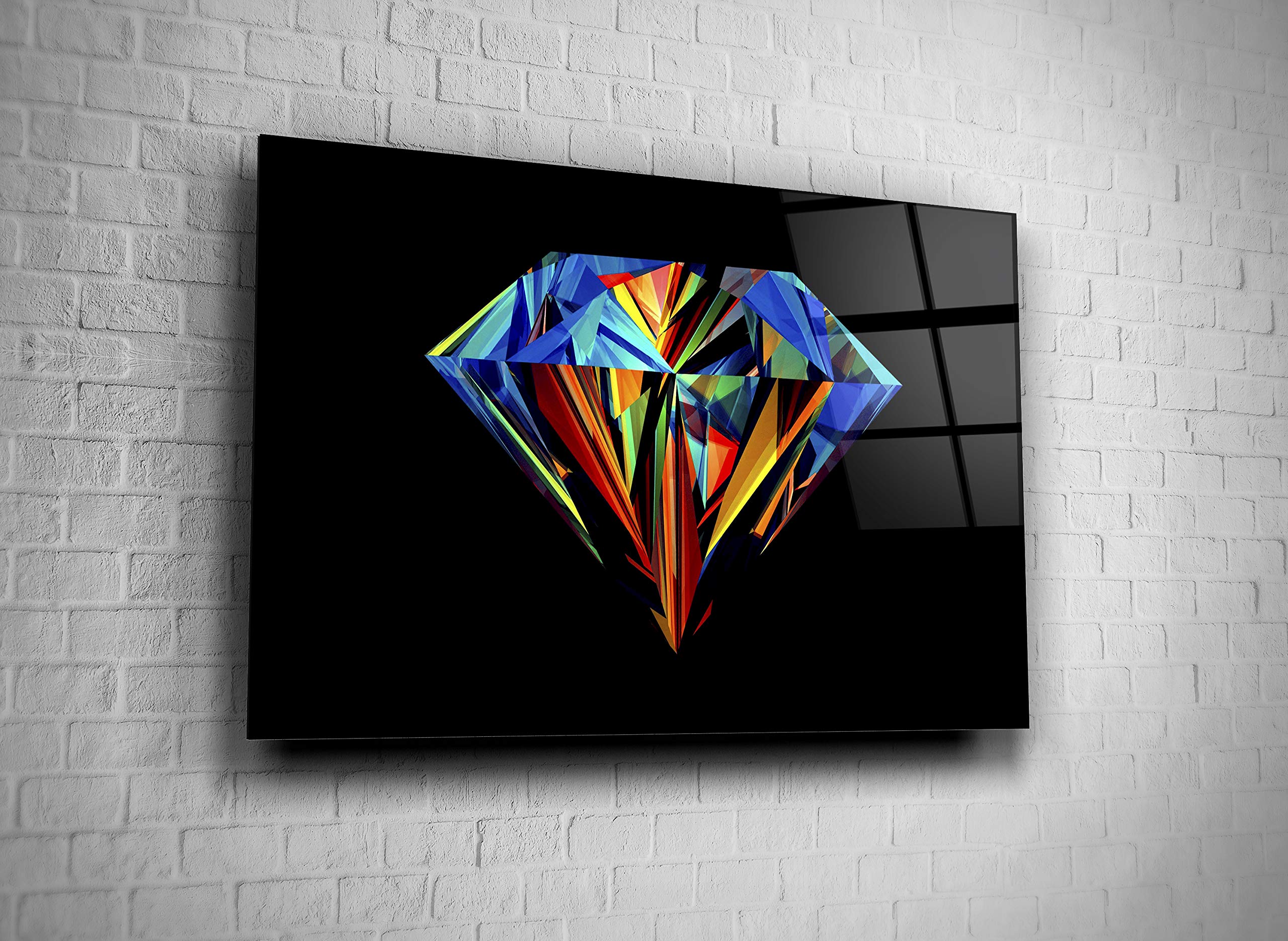 Vibrant Diamond Luxury Jewelry Digital Print Tempered Glass Canvas Wall Art - Modern Home, Office & Hotel Decor - Elegant Gift Idea (24x36) - Perfect for Living Rooms, Bedrooms & Reception Areas