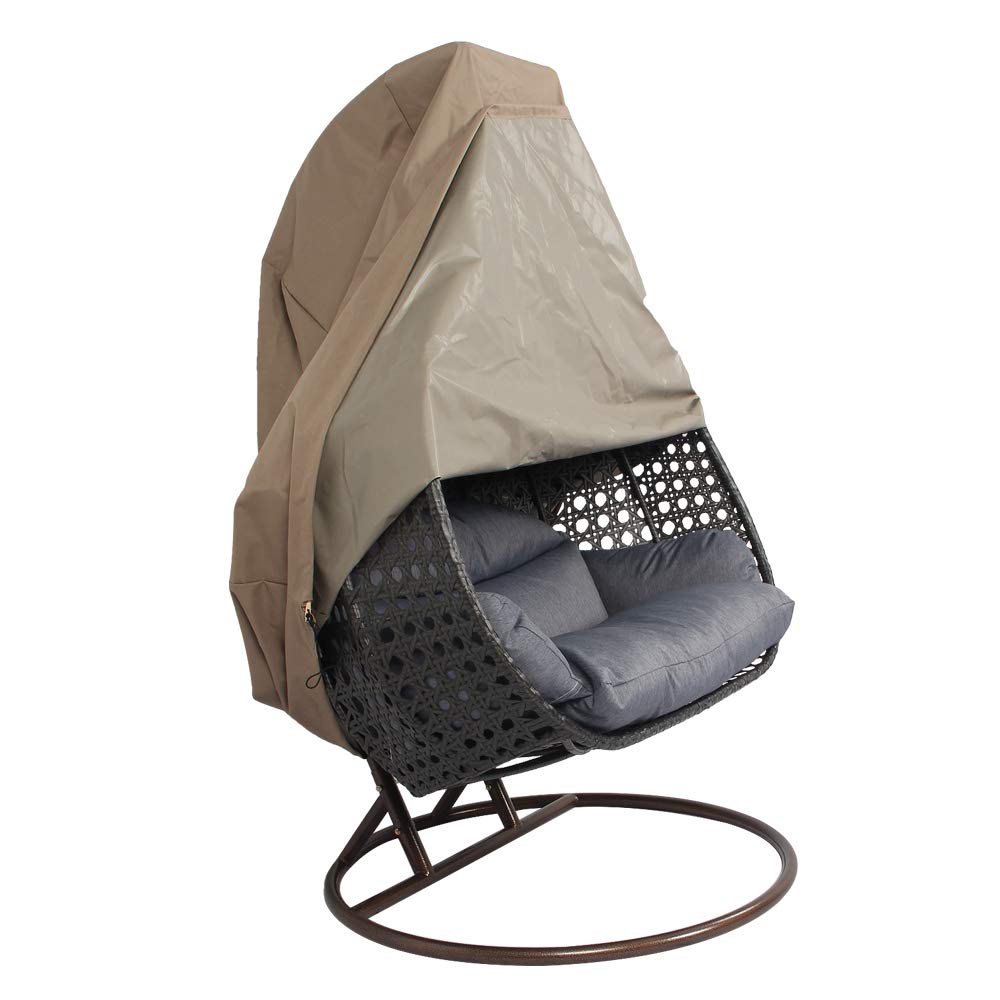 LeisureMod Hanging Swing Egg Chair - Indoor/Outdoor Patio Hammock with Canvas Cover - Perfect for Backyard, Garden, Balcony & Porch Relaxation