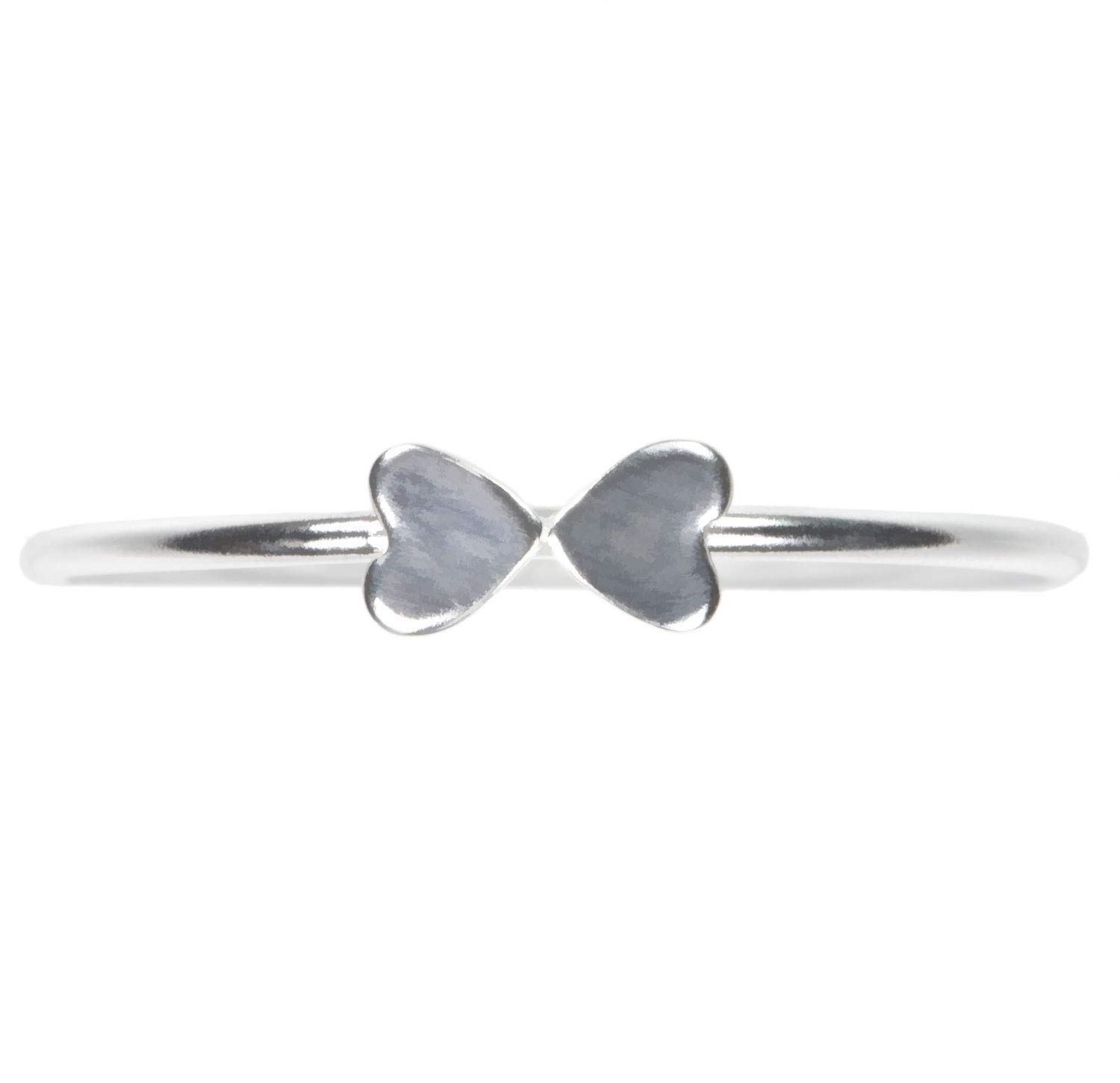 Sterling Silver Double Heart Stacking Ring for Women - Dainty Adjustable Love Rings Set - Perfect for Valentine's Day, Anniversary & Everyday Wear
