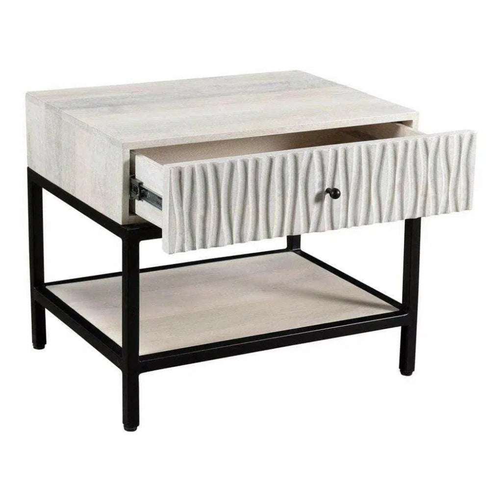 26 Inch White Contemporary Nightstand - Modern Bedside Table for Bedroom, Living Room, or Guest Room - Perfect for Storage and Stylish Home Decor