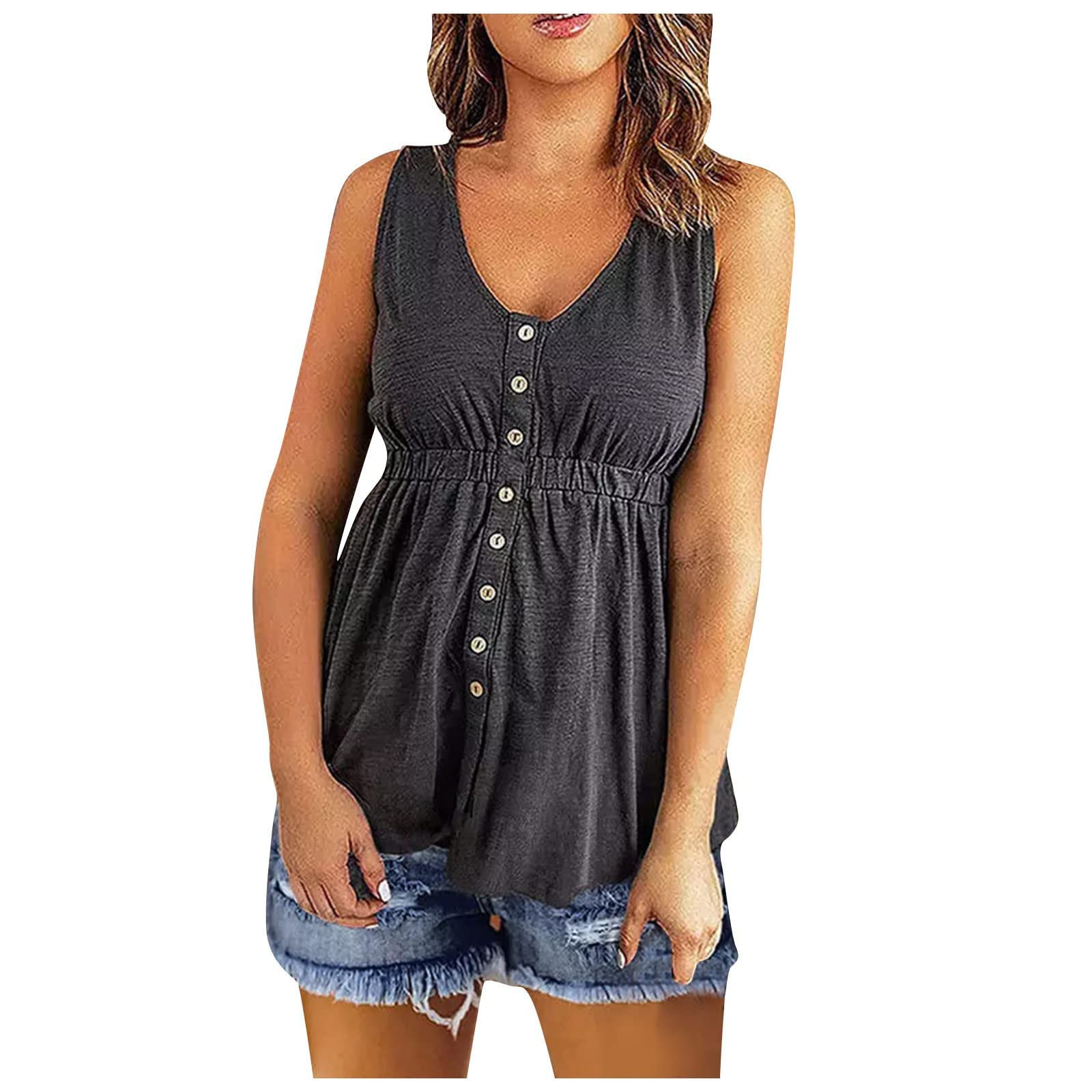 Women's Casual Sleeveless Twist Knot Waffle Knit Tank Tops - Cute Summer Blouses for Beach, Party & Everyday Wear