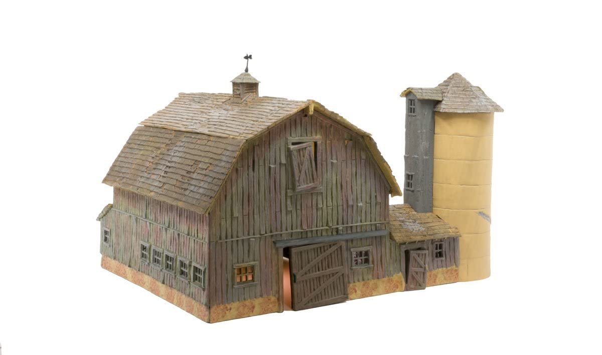 Woodland Scenics BR5038 HO Scale Old Weathered Barn Built & Ready Kit - Realistic Model Train Building for Railroad Scenery & Diorama Displays