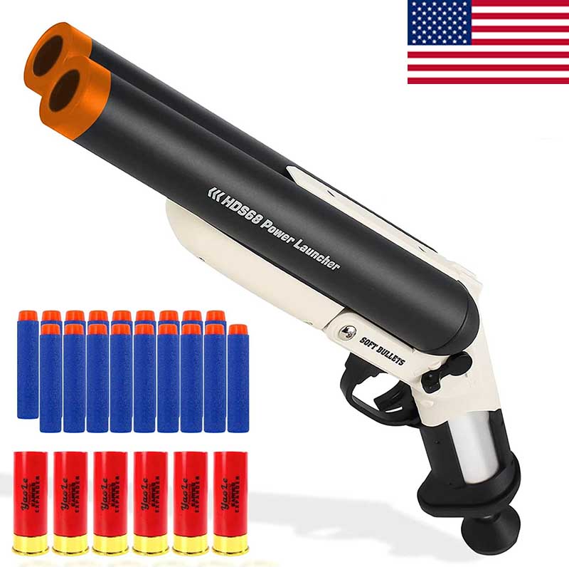 HDS68 Sawed Off Double Barrel Dart Blaster Toy Gun - Foam Dart Blaster for Nerf Battles - Fast US Shipping - Perfect for Outdoor Play, Nerf Wars & Backyard Games