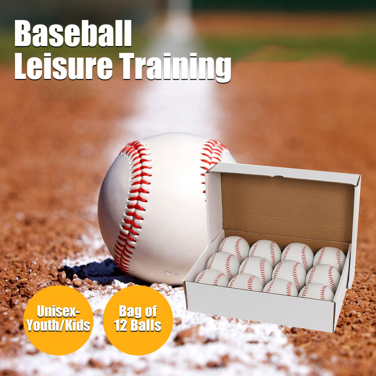 Official Size Baseballs - 12 Pack Blank Training Baseballs for Youth & Kids | Perfect for League Play, Pitching, Batting, Fielding, Autographs & Gifts | Great for Practice, Games & Sports Events