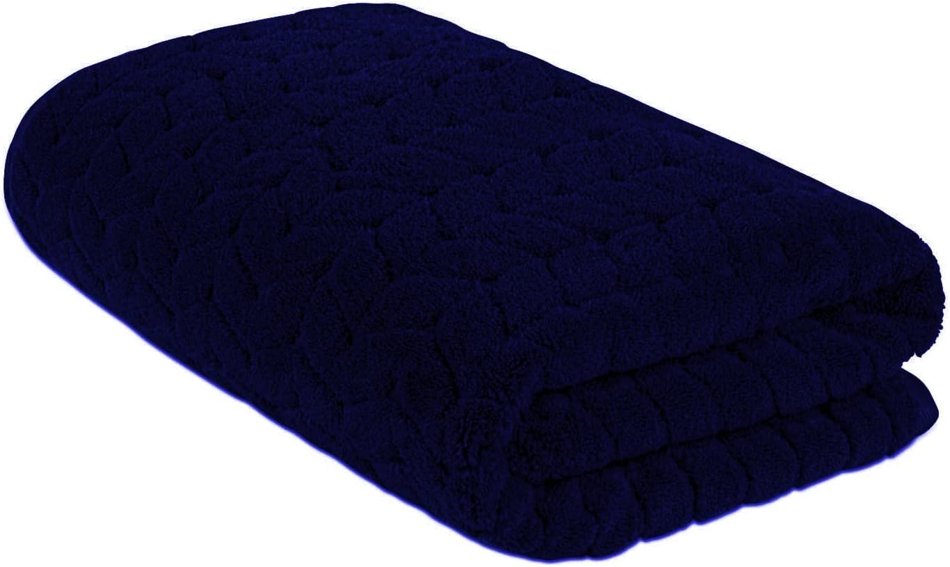BAGNO MILANO Luxury Turkish Bath Towels Set - Ultra Soft Plush Jacquard, Quick Dry Absorbent, Spa & Bath Sheet (Navy) - Perfect for Home, Hotel & Gym Use