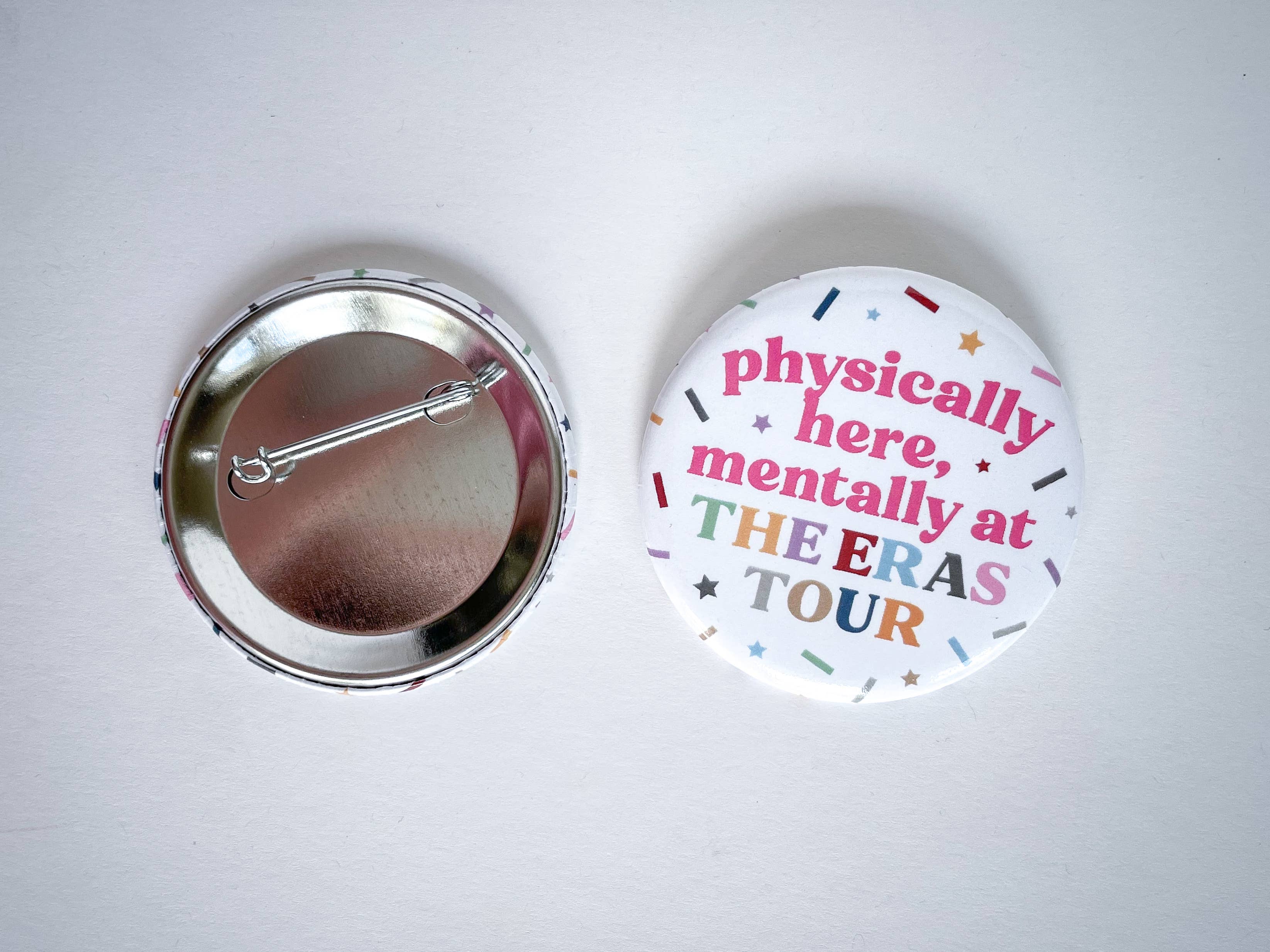 Taylor Swift Eras Tour Confetti Round Button Pin - Collectible Music Merchandise for Concerts, Fan Gifts & Swiftie Accessories