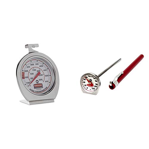 Rubbermaid Commercial FGTHP220DS Stainless Steel Instant Read Thermometer for Oven, Grill & Smoker - Pocket-Sized Food & Meat Thermometer, Dishwasher Safe - Perfect for BBQ, Cooking, Baking & Kitchen Use