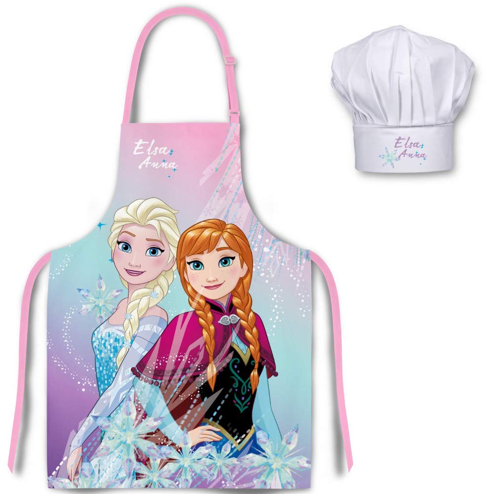 Disney Frozen Kids Apron and Chef Hat Set - Cooking & Baking Aprons for Boys & Girls - Perfect for Pretend Play, Cooking Classes, and Birthday Parties