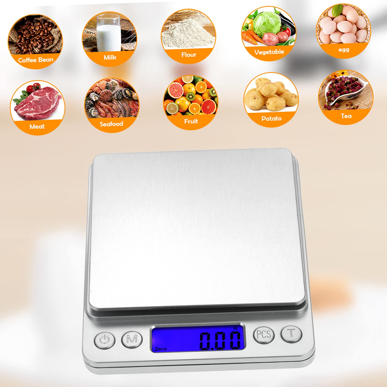 500g x 0.01g High Precision Digital Kitchen Scale with 2 Trays - Accurate Food Scale for Baking, Cooking & Jewelry Weighing | Portable Electronic Scale for Home, Restaurant & Travel Use