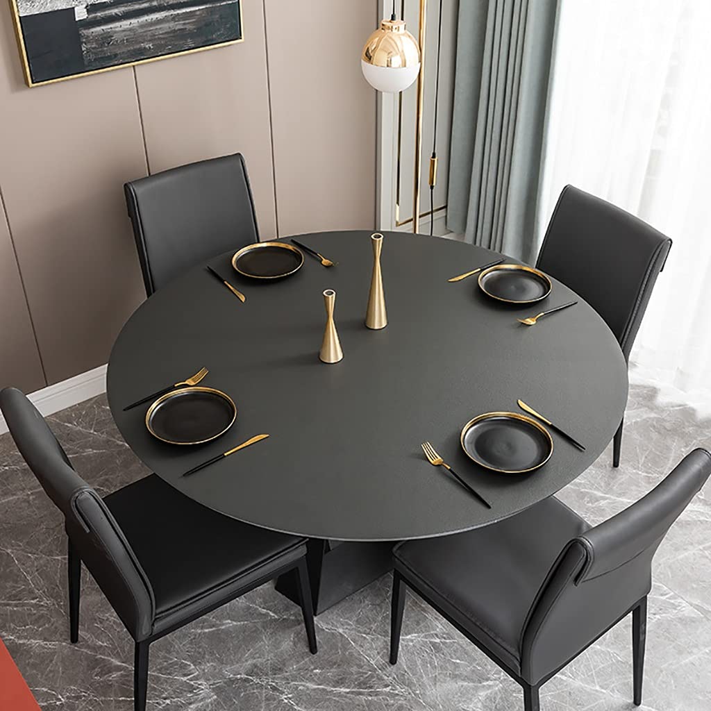 Premium Leather Round Table Protector - 47 Inch Coffee Table Mat, European Dining Room Tablecloth, Solid Color Desk Pad & Countertop Cover - Ideal for Dining, Living Room, and Office Use (Color: F, Size: 120cm/47in)