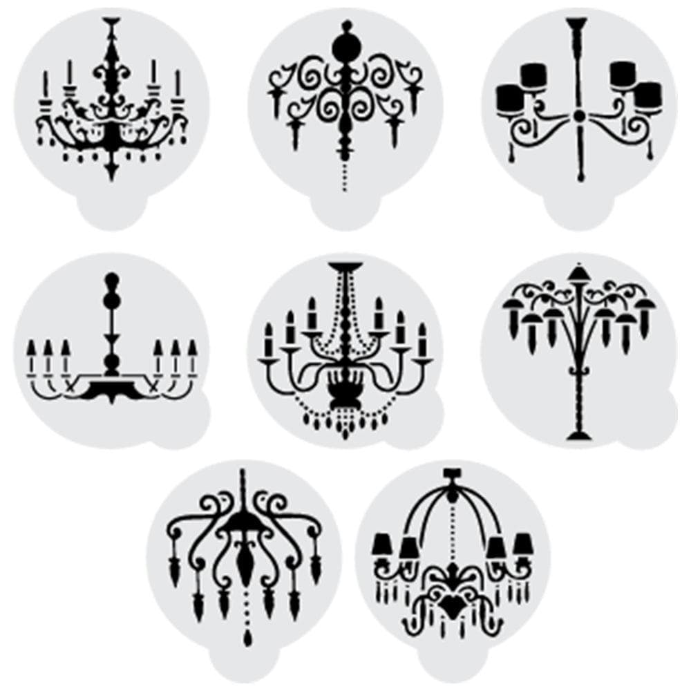 8-Piece 3x3 Chandelier Stencil Set for DIY Home Decor - Perfect for Wall Art, Furniture Painting, and Craft Projects