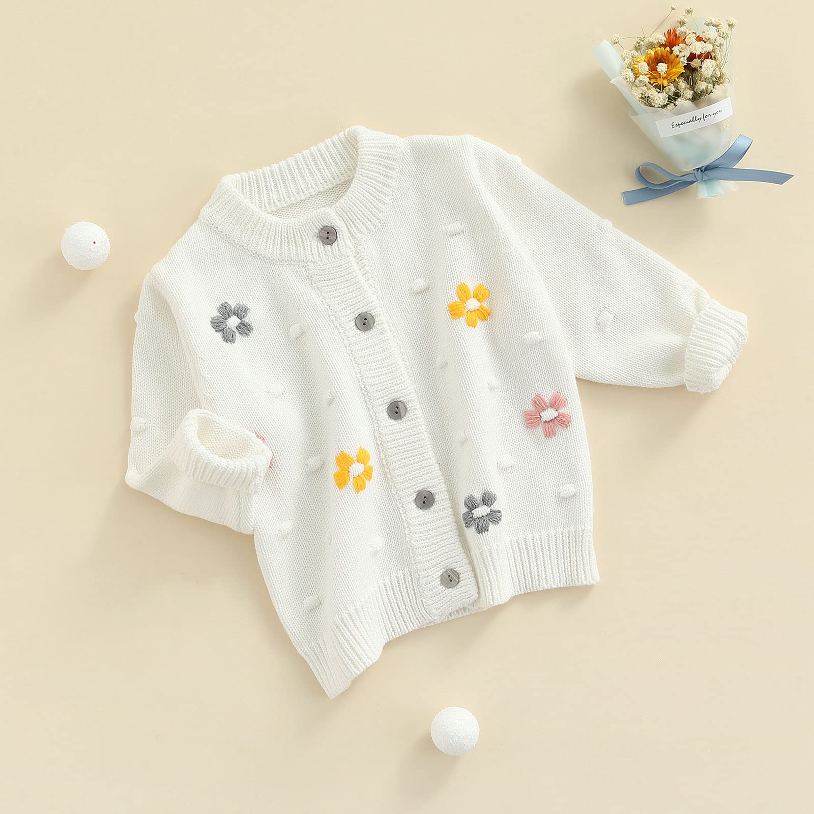 Toddler Girls' Knit Cardigan Sweater - Long Sleeve Button-Up Warm Jacket for Fall & Winter | Cozy Outerwear for Playdates, Preschool & Family Outings