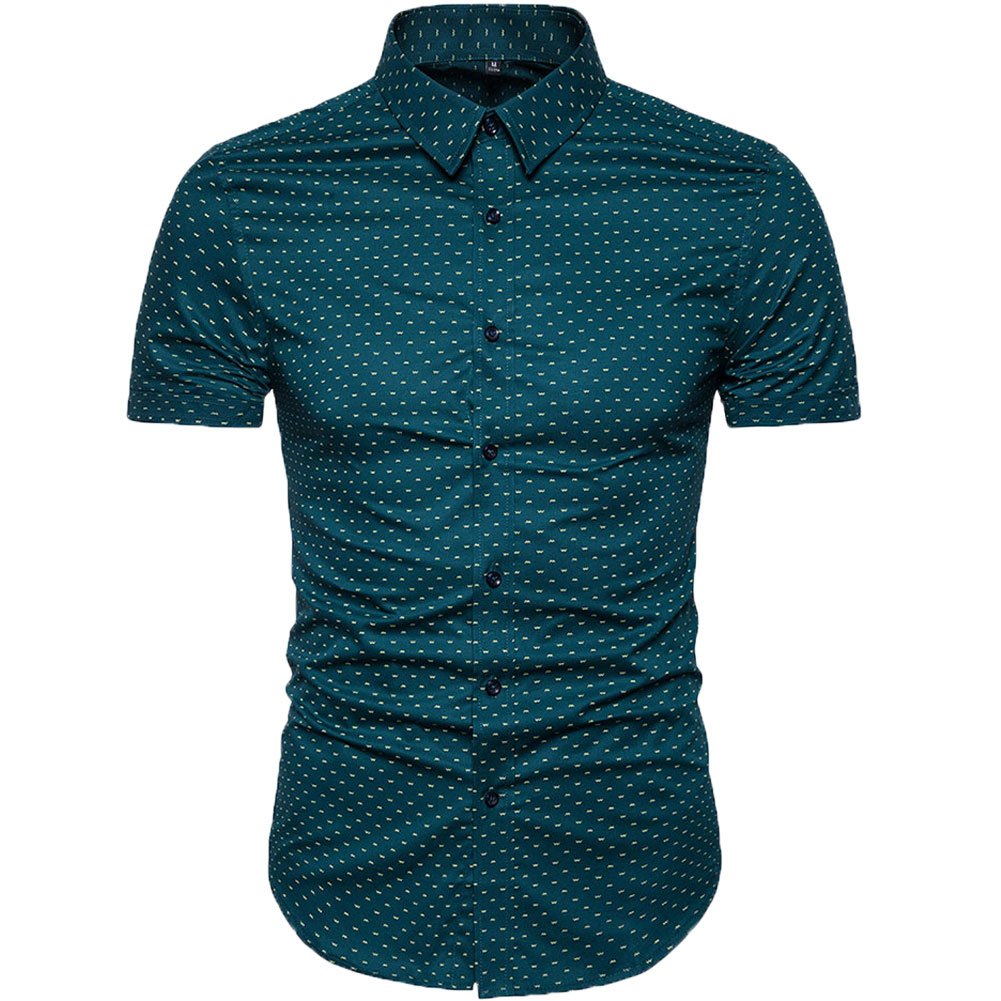 MUSE FATH Men's Printed Dress Shirt - 100% Cotton Casual Short Sleeve Button Down Shirt for Office, Party & Summer Wear | Regular Fit Comfortable Business Casual Shirt for Men