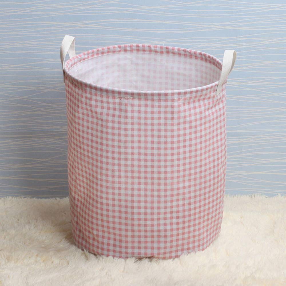 Foldable Storage Basket with Handles - Portable Waterproof Canvas Hamper Organizer for Laundry, Toys & Clothes (Pink) | Perfect for Home, Nursery, Dorm & Travel Organization