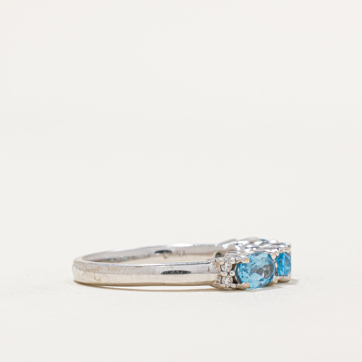1.00ctw Three Stone Blue Topaz & Diamond Ring in Sterling Silver | Size 7 | Elegant Birthstone Jewelry for Women | Perfect Gift for Anniversary, Birthday & Special Occasions