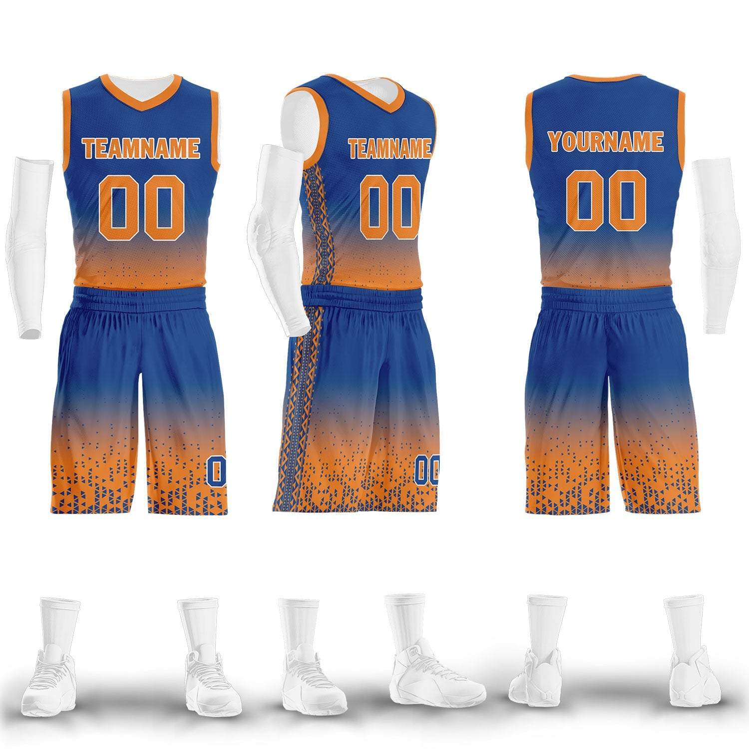 Custom Blue Orange Fade Basketball Jersey - Breathable Sports Uniform for Men & Women - BBJ01 D020102 - Perfect for Games, Team Events & Streetwear Fashion