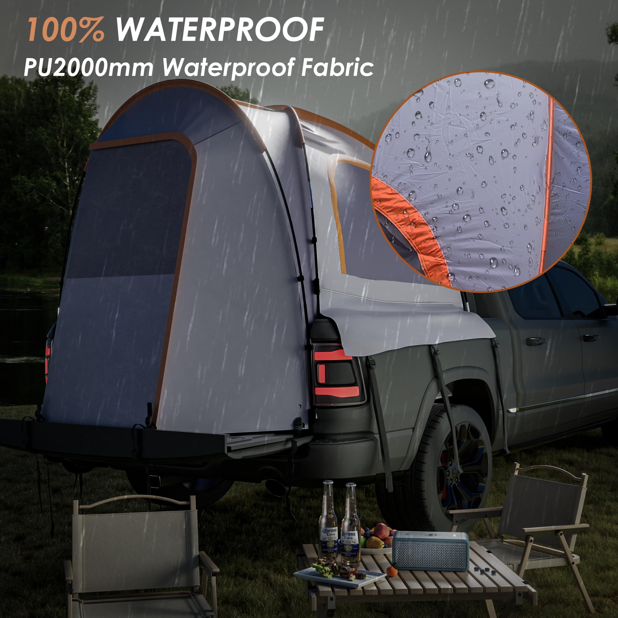 **Automatic Truck Bed Tent - Quick & Easy Setup for 4.9' to 6.8' Pickup Trucks | Portable Outdoor Camping Tent with Beach Mat, Shoe Bag & Storage Bag | Perfect for Beach Trips, Road Adventures & Family Camping**