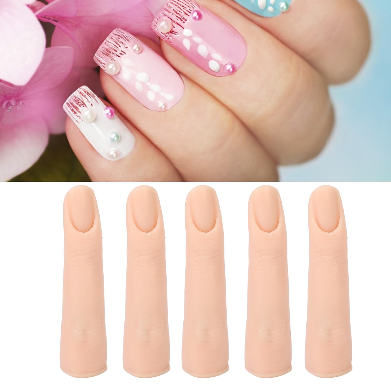Flexible Silicone Practice Mannequin Fingers for Nail Art Training - Bendable Fake Nails with Flexible Joints for DIY Acrylic Nails, Gel Polish & Nail Extension Practice - Perfect for Nail Technicians, Students & Home Use