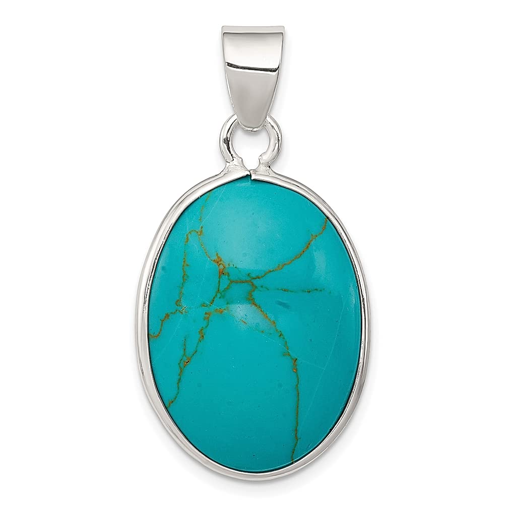 925 Sterling Silver Oval Blue Turquoise Pendant Necklace with Natural Shell Stone | Women's Fine Jewelry Gift for Her | Perfect for Casual Wear, Special Occasions & Birthday Presents