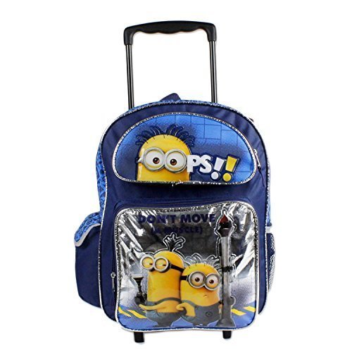 Despicable Me Minions Blue Roller Backpack with 3D Minion Figures - Perfect for School, Travel & Cosplay