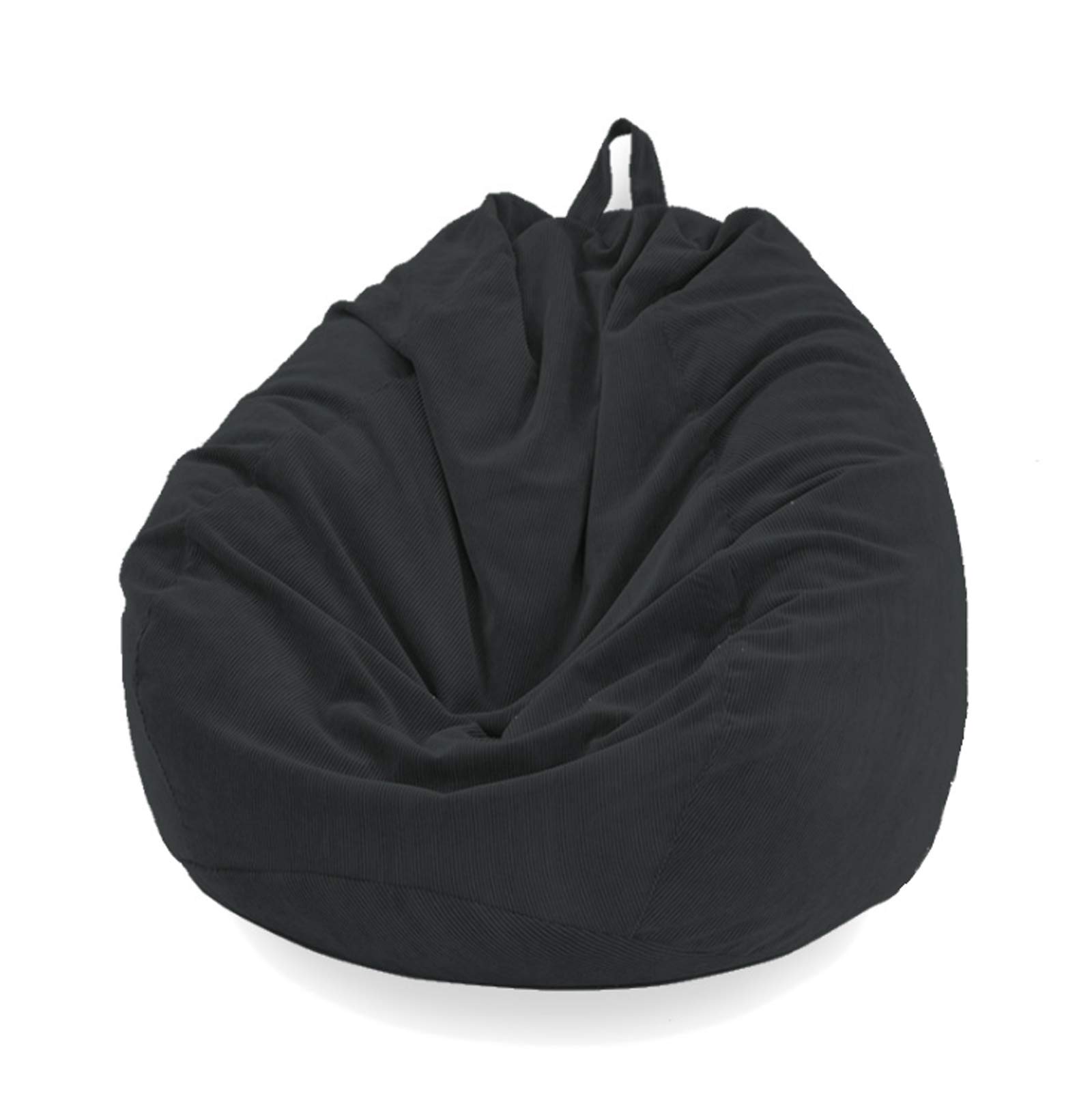 Premium High Back Bean Bag Chair Cover - Thick Cotton Linen Fabric, No Filler Included - Solid Black Color - Perfect for Living Room, Bedroom, Dorm or Game Room Relaxation