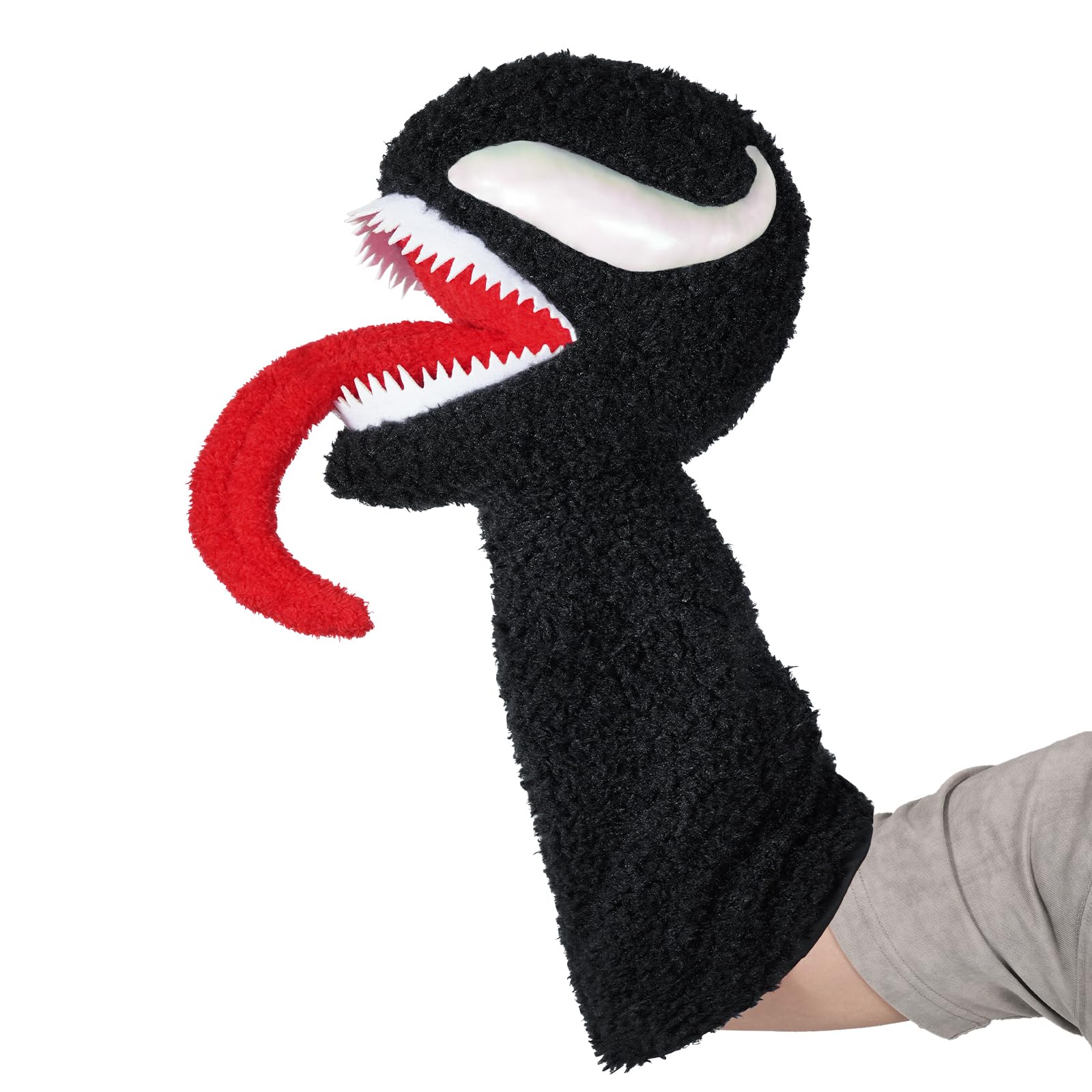 19 Inch Venom Plush Hand Puppet with Movable Mouth - Soft Venom Stuffed Toy for Kids, Marvel Fans & Collectors - Perfect for School Plays, Family Puppet Theater & Superhero Role Play