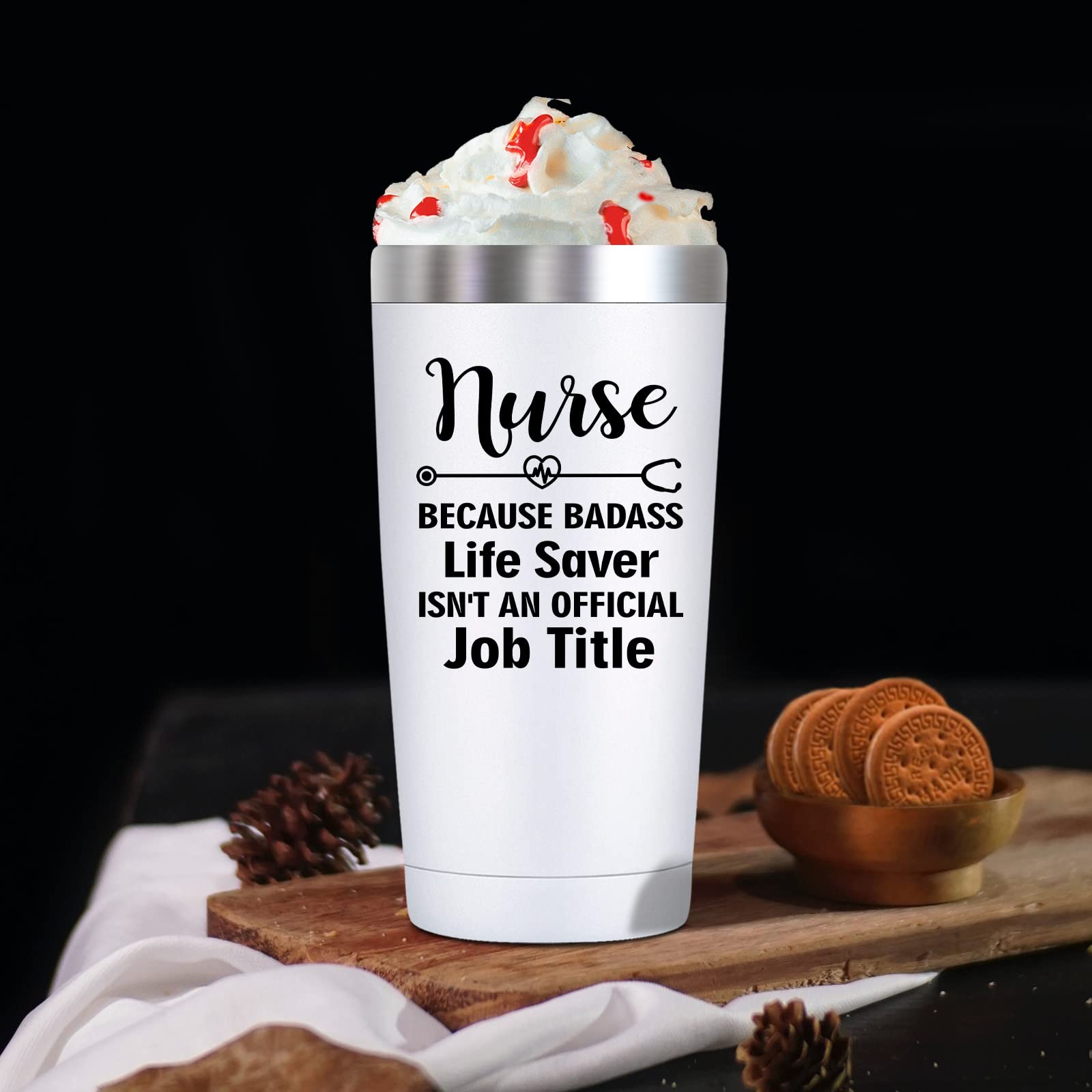 Premium Vacuum Insulation Tumbler Cup - Best Nurse Appreciation Gift for Women & Men - Ideal for Nurses Week, Christmas & Birthday - Keeps Drinks Hot/Cold for Hours - Perfect for Hospitals, Shifts & Outdoor Activities