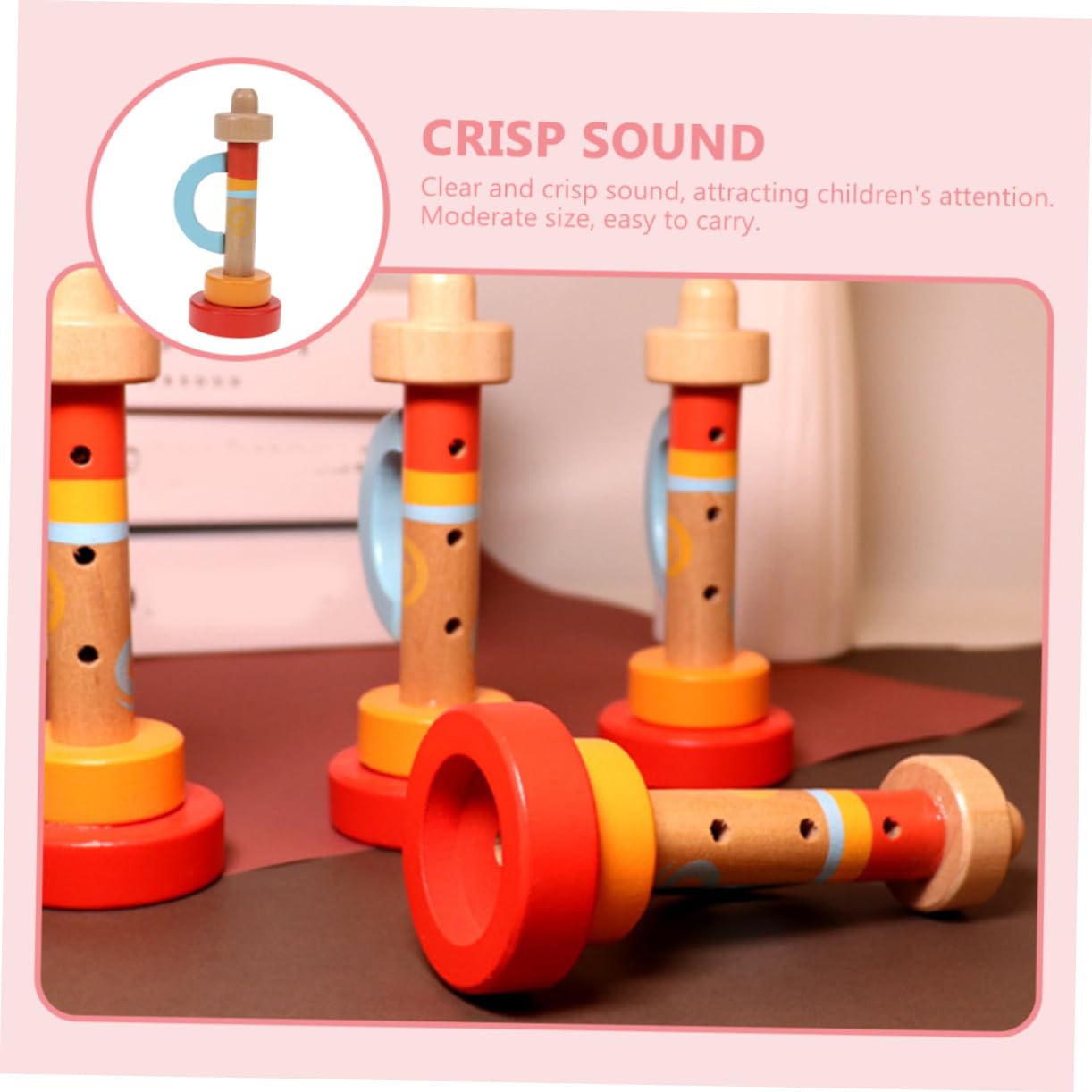 WESIEVYA Wooden Trumpet Toy for Babies & Toddlers - Educational Musical Instrument, Mini Trumpet for Kids - Perfect for Early Learning, Music Play & Pretend Band Performances