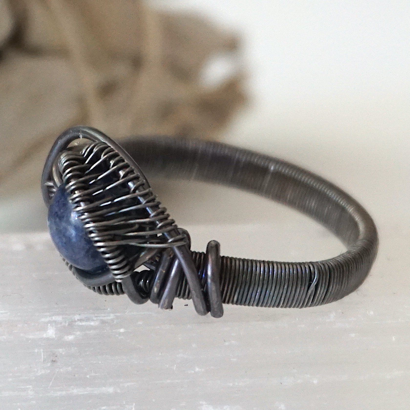 Handmade Sterling Silver Wire Wrapped Raw Sapphire Ring - Natural Blue Gemstone Jewelry for Women - Perfect for Boho Chic, Wedding & Everyday Wear