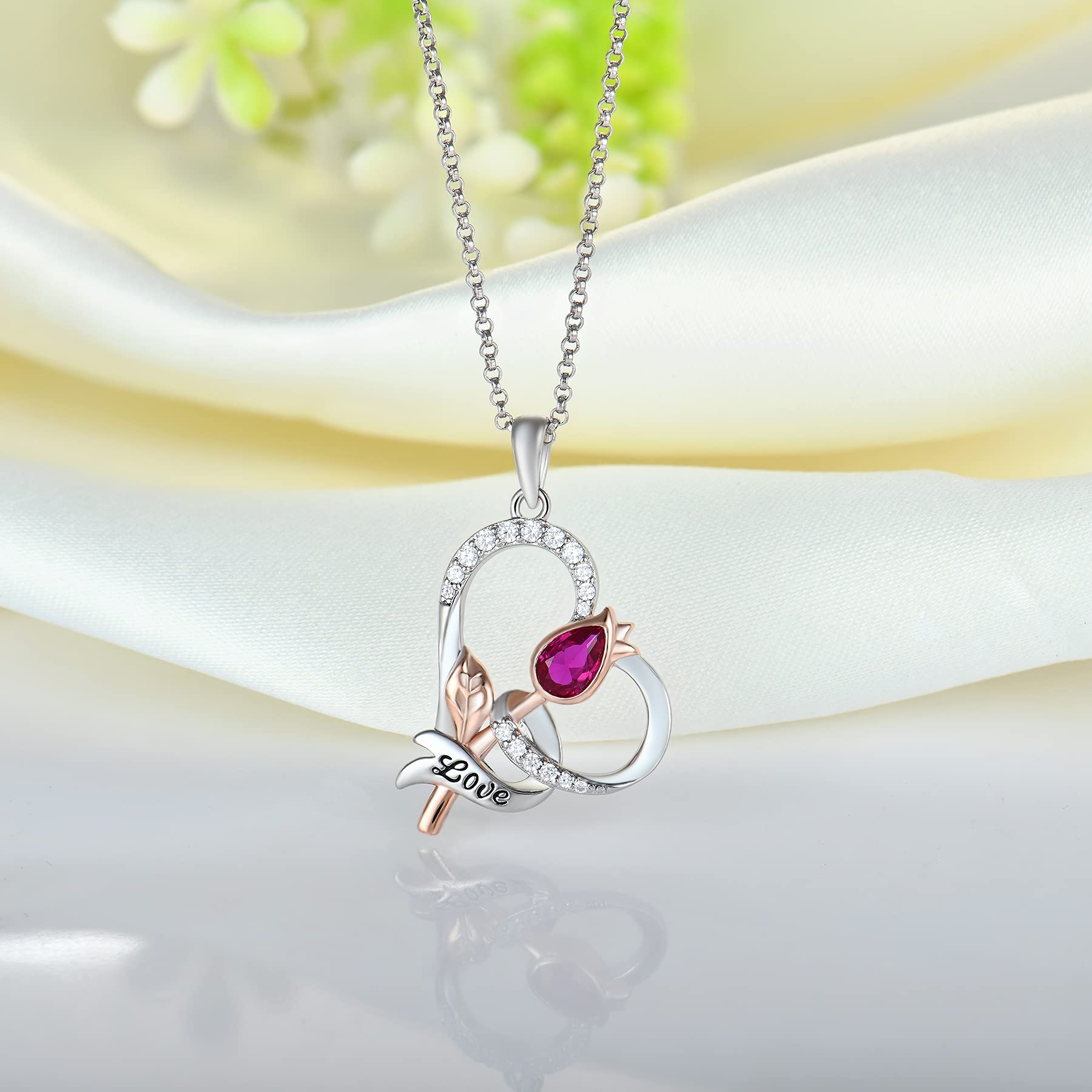 JO WISDOM 925 Sterling Silver Rose Necklace for Women - Infinity Heart Cross Pendant with Rose Gold Flower & 3A Cubic Zirconia - Elegant Gift for Mother, Wife, Girlfriend - Perfect for Valentine's Day, Anniversary, Birthday & Special Occasions