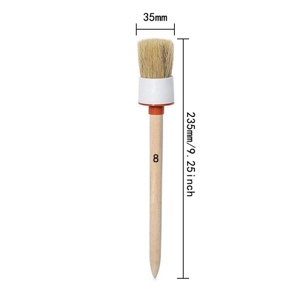 LKJYBG Car Detailing Brushes Set - Soft Wooden Round Head Detail Brush for Air Vents, Engine, AC Cleaning - Washable & Reusable - Perfect for Car Interior & Exterior Detailing