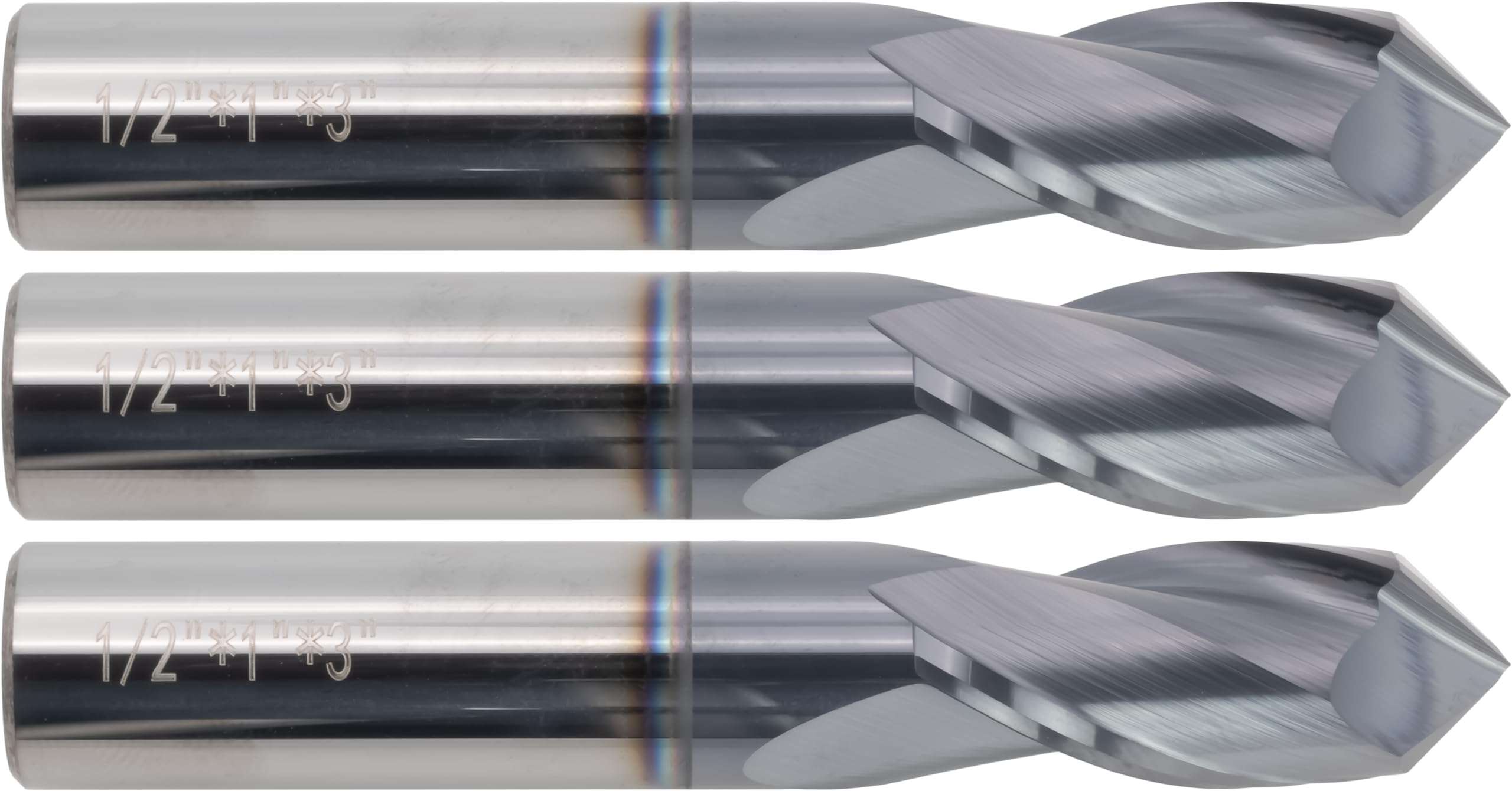 3-Piece Solid Carbide Drill Bit Set - 1/2